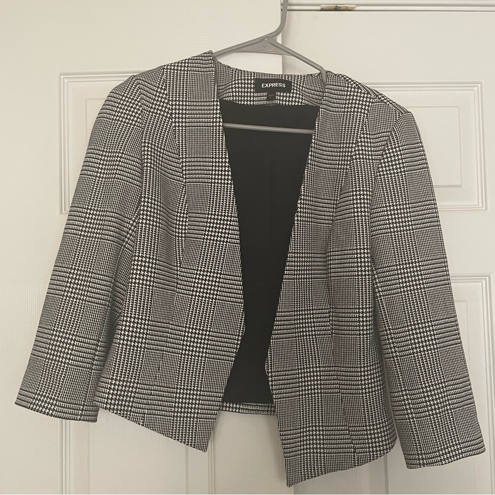 Express Houndstooth Cropped Blazer - image 1